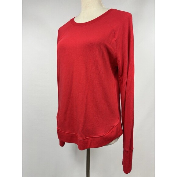 Athleta Mindset Sweatshirt Red Small Long Sleeve Pullover Curved Hem - Picture 12 of 12
